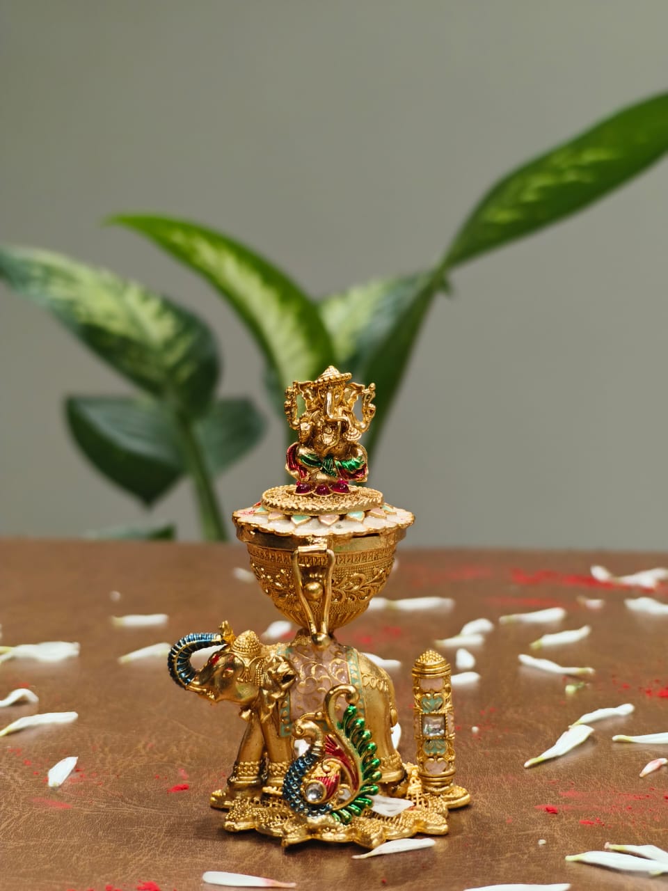 Ganesha sitting on Elephant sindoor box