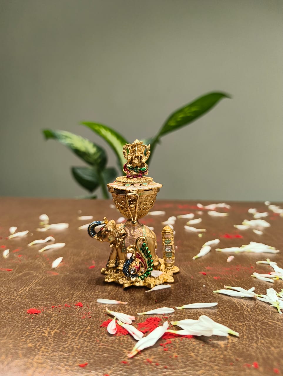 Ganesha sitting on Elephant sindoor box