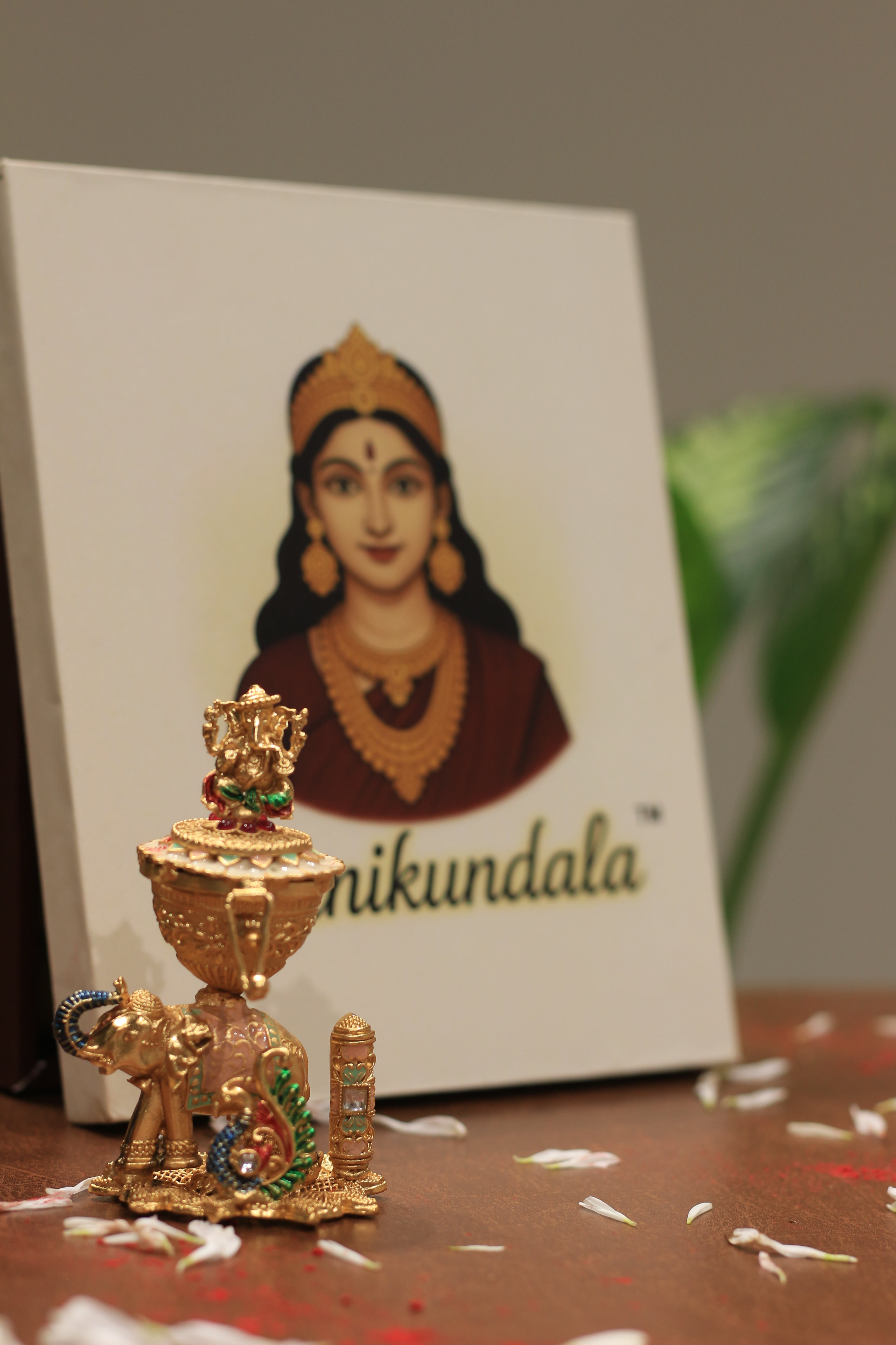 Ganesha sitting on Elephant sindoor box