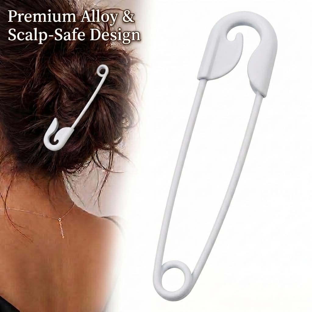 White Juda Pin for Women and Girls, Large Bun Holder Hair Pin for Juda Styling, Durable Hair Accessory for Saree, Dupatta and Bun