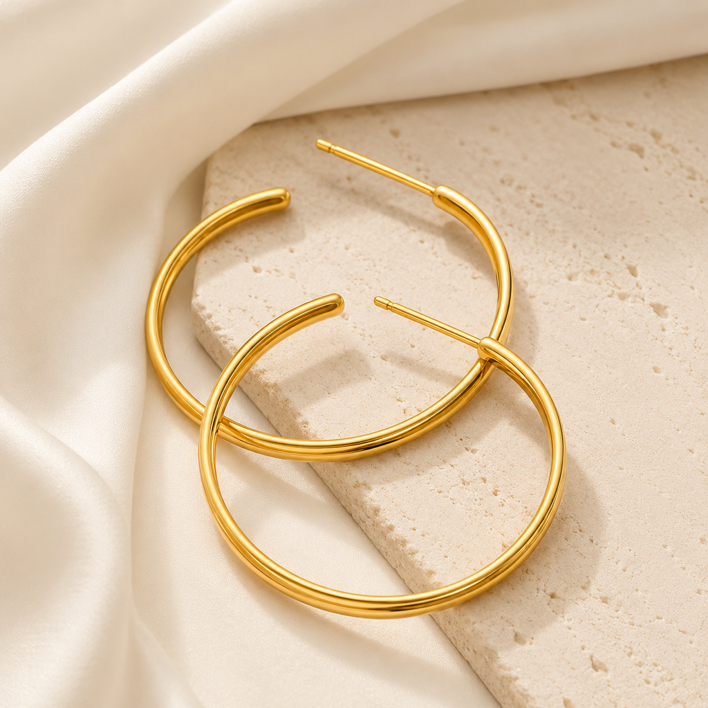Classic Gold Ribbed Hoop Earrings | Everyday Essential Jewelry