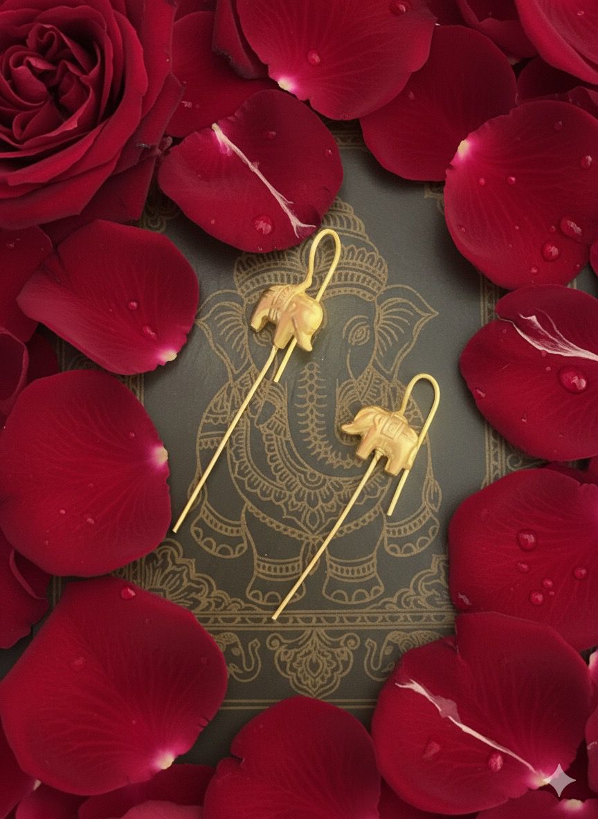 Minimalist Elephant Pin Drop Earrings | Gold-Tone Hook Jewelry 🐘