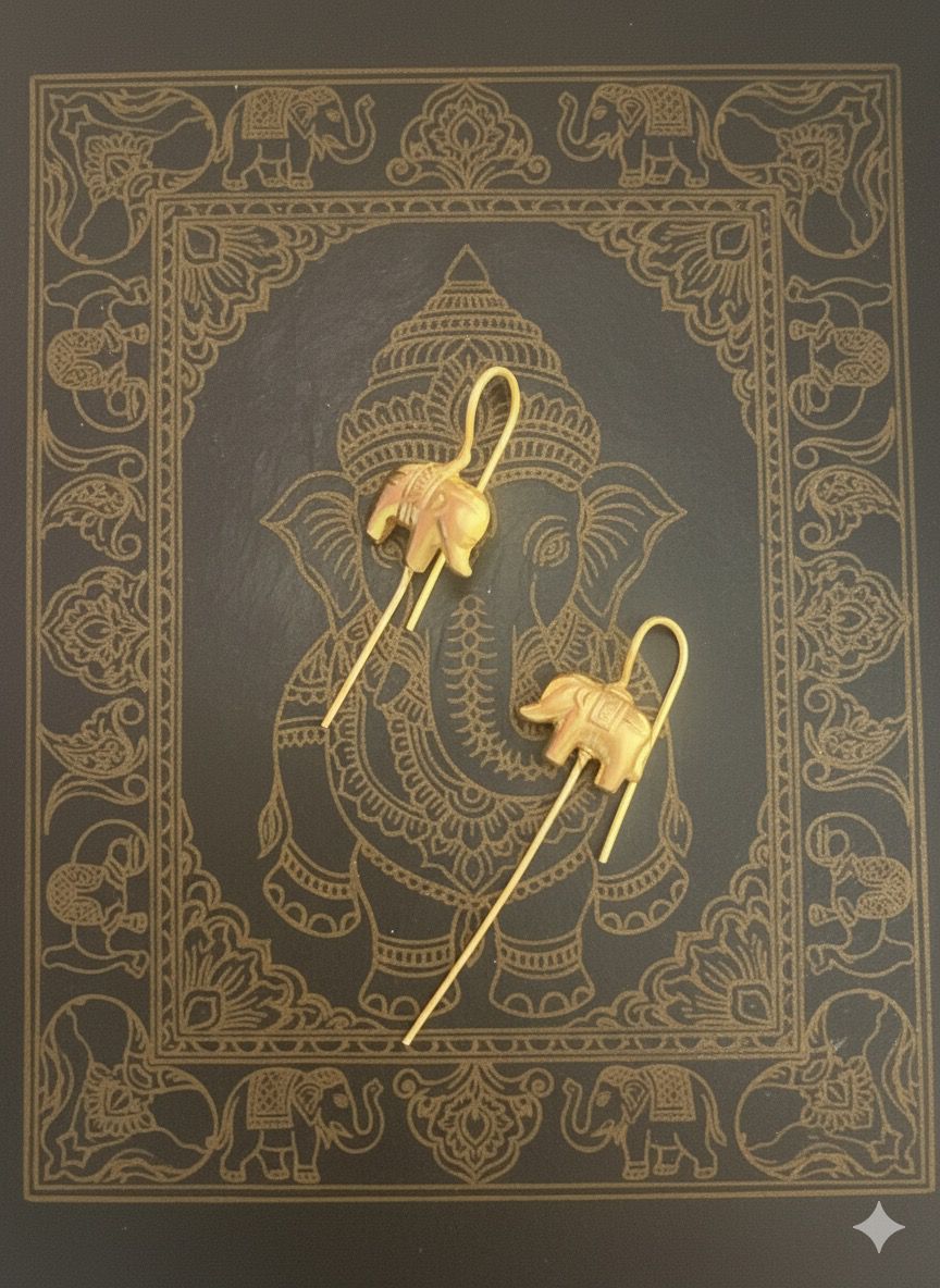 Minimalist Elephant Pin Drop Earrings | Gold-Tone Hook Jewelry 🐘