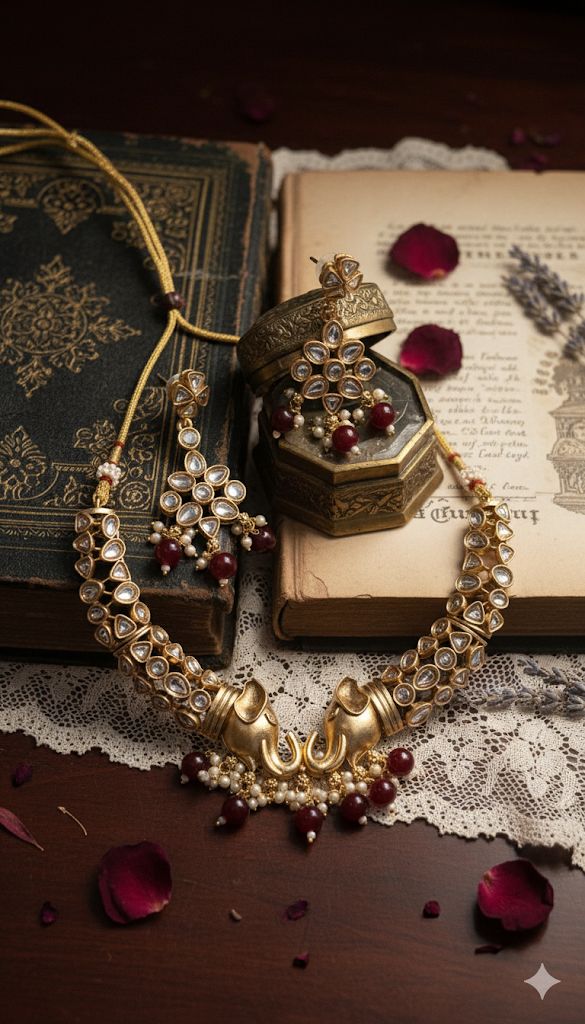 Gajlaxmi Choker Necklace Set with Earrings | Traditional Kundan Bridal Jewelry