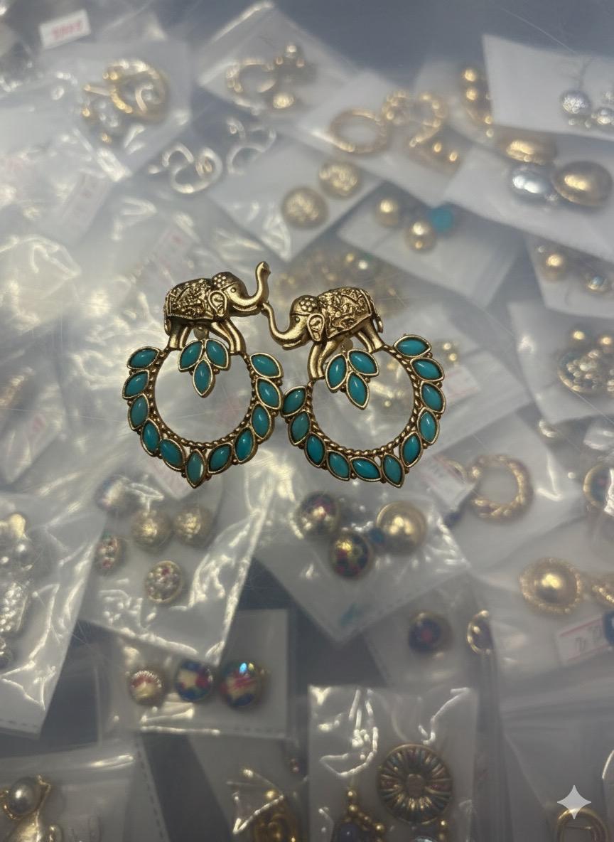 🐘 Gajraj Hathi Temple Earrings | Antique Gold Elephant Jewelry by Manikundala 🐘