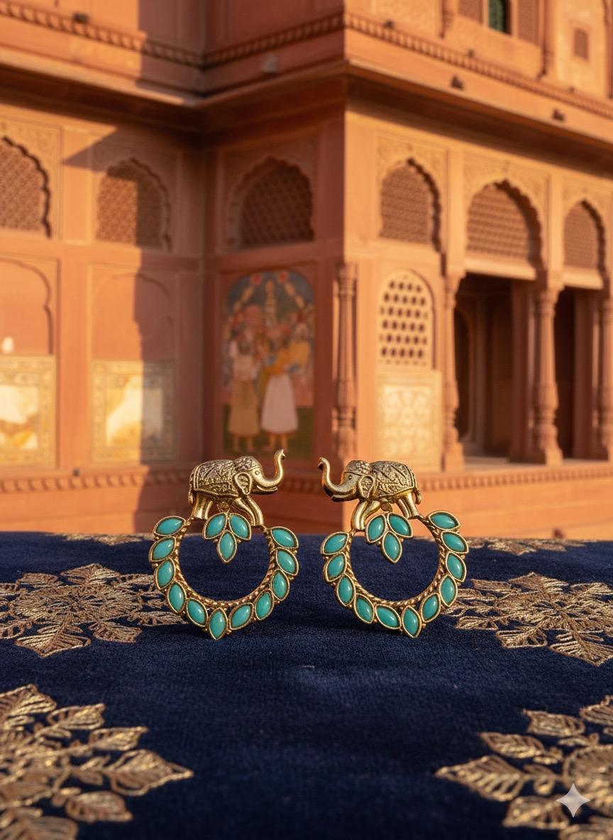 🐘 Gajraj Hathi Temple Earrings | Antique Gold Elephant Jewelry by Manikundala 🐘