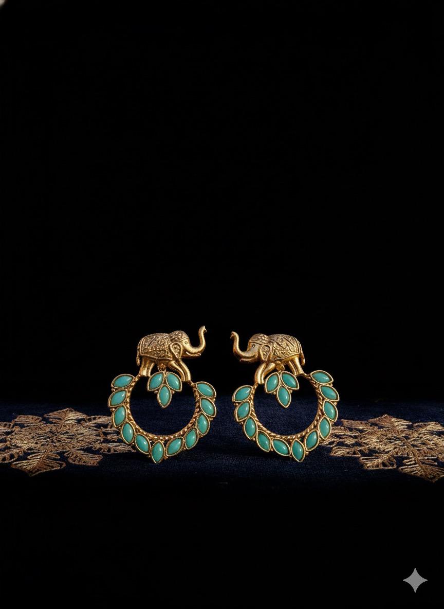 🐘 Gajraj Hathi Temple Earrings | Antique Gold Elephant Jewelry by Manikundala 🐘