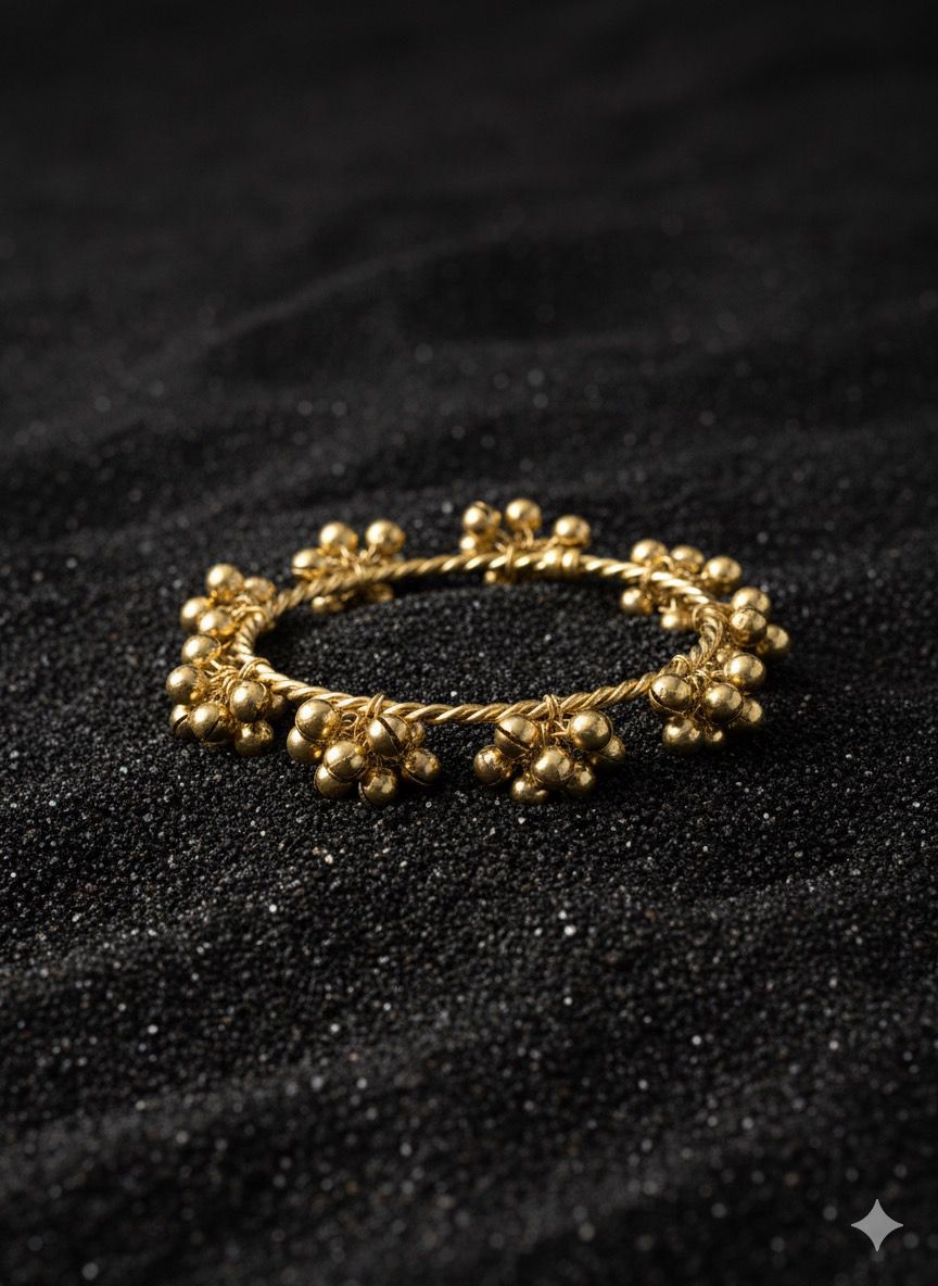 Ghungroo Kangan Bracelet | Golden Twined Bell Bangle