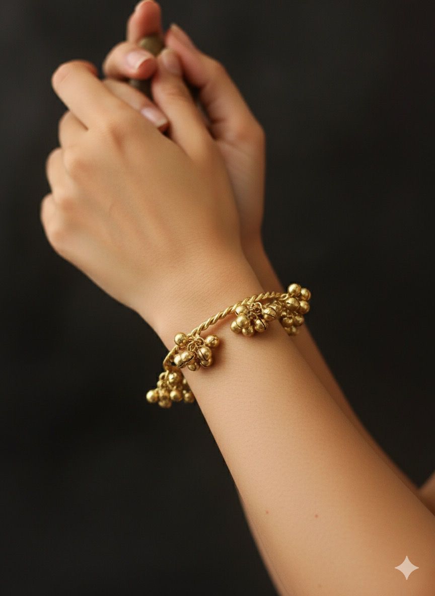 Ghungroo Kangan Bracelet | Golden Twined Bell Bangle