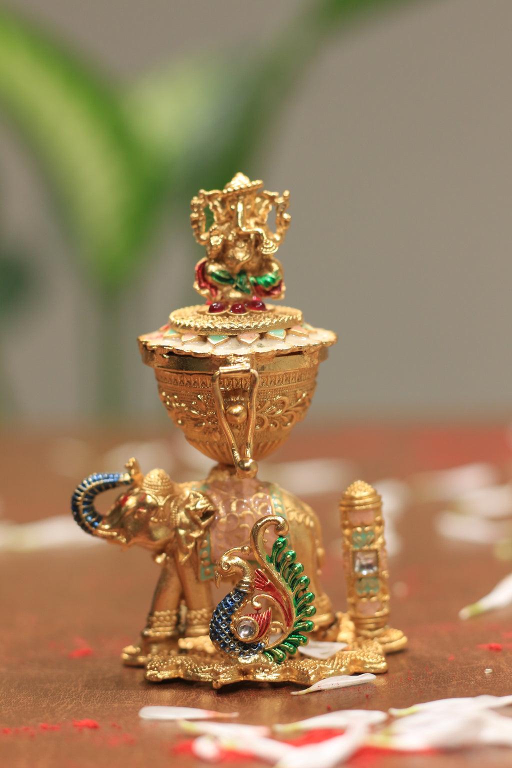Ganesha sitting on Elephant sindoor box