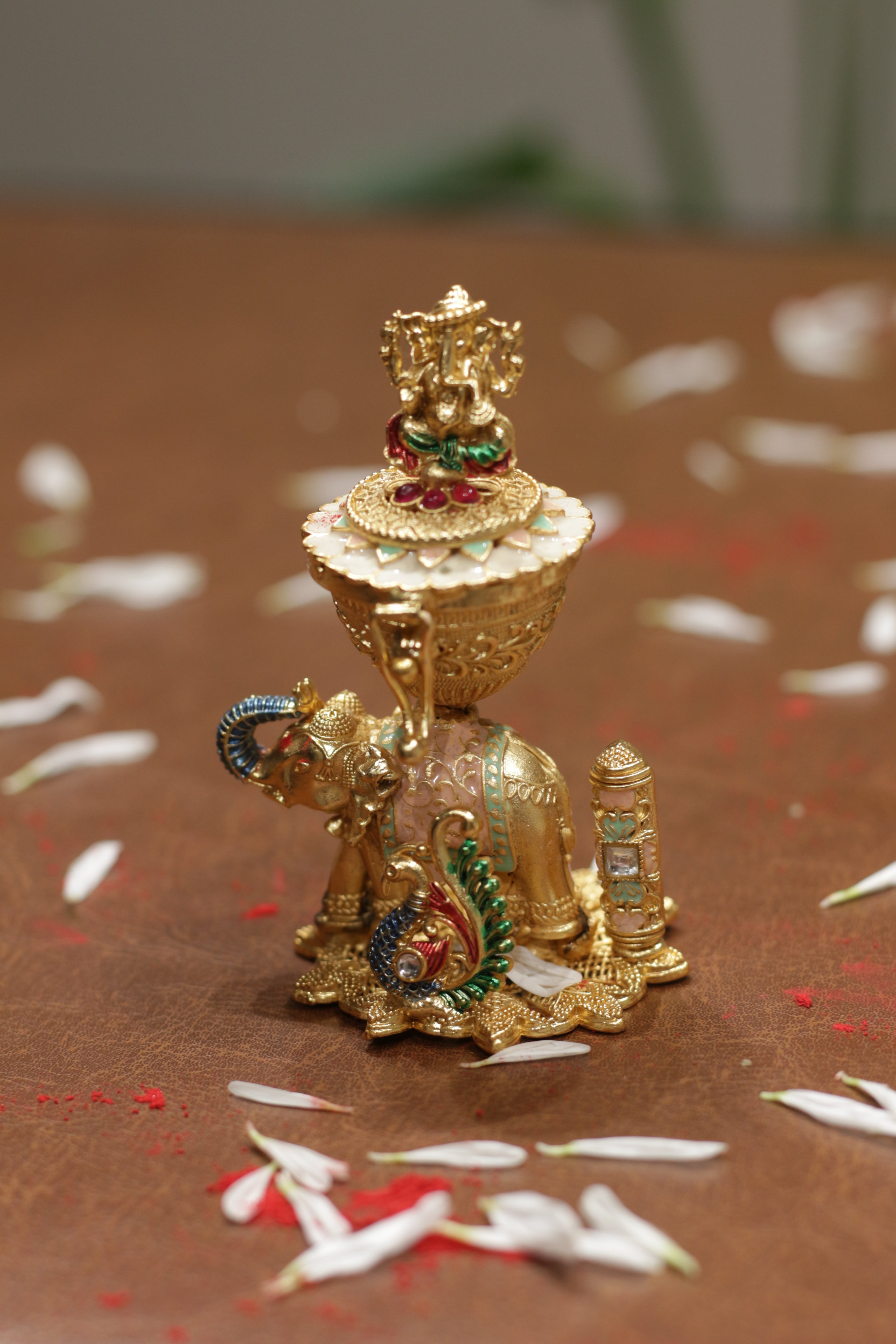 Ganesha sitting on Elephant sindoor box