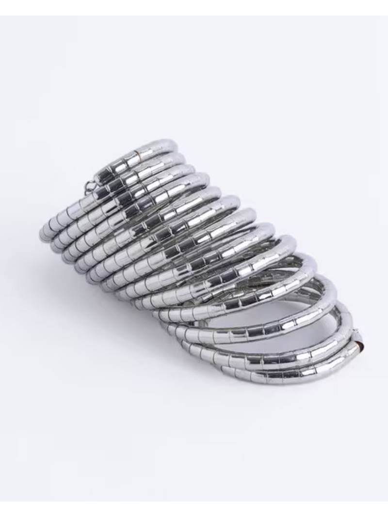 Silver Spiral Bangles – Handcrafted Multi-Layer Adjustable Kada