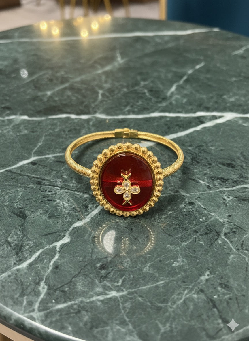 Kundan Meenakari Statement Kada | Handcrafted Floral Enamel Openable Bangle – Manikundala