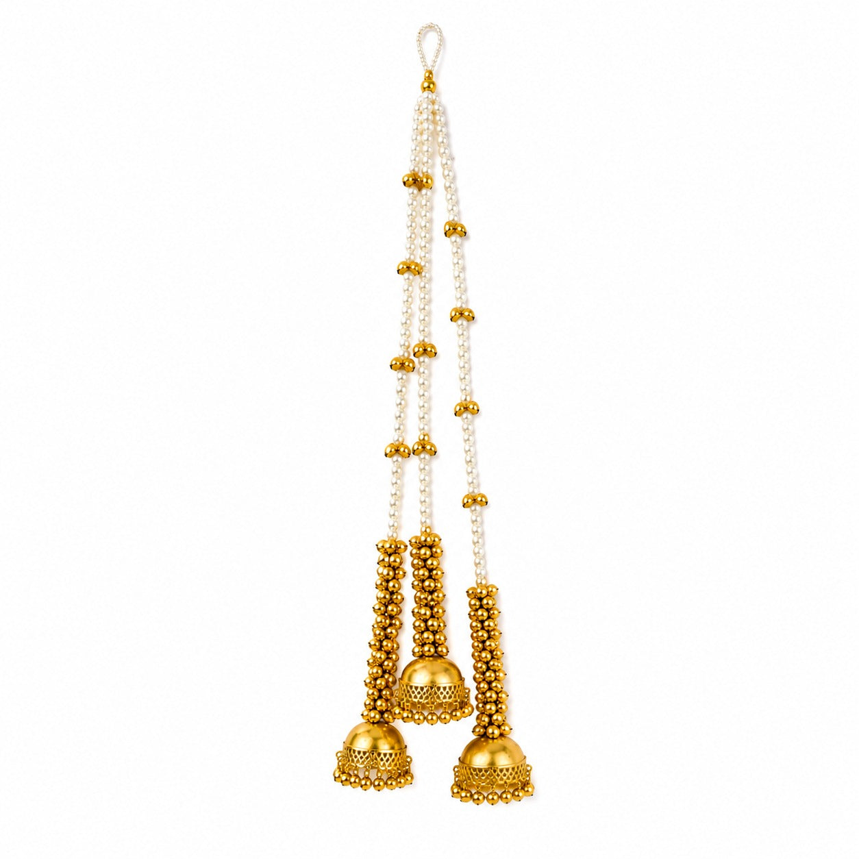 Kashmiri Paranda Jhumki Pattern for Women and Girls, Traditional Pearl Hair Braid Accessory, Golden Jhumki Latkan, Punjabi Bridal Parandi for Wedding, Mehendi