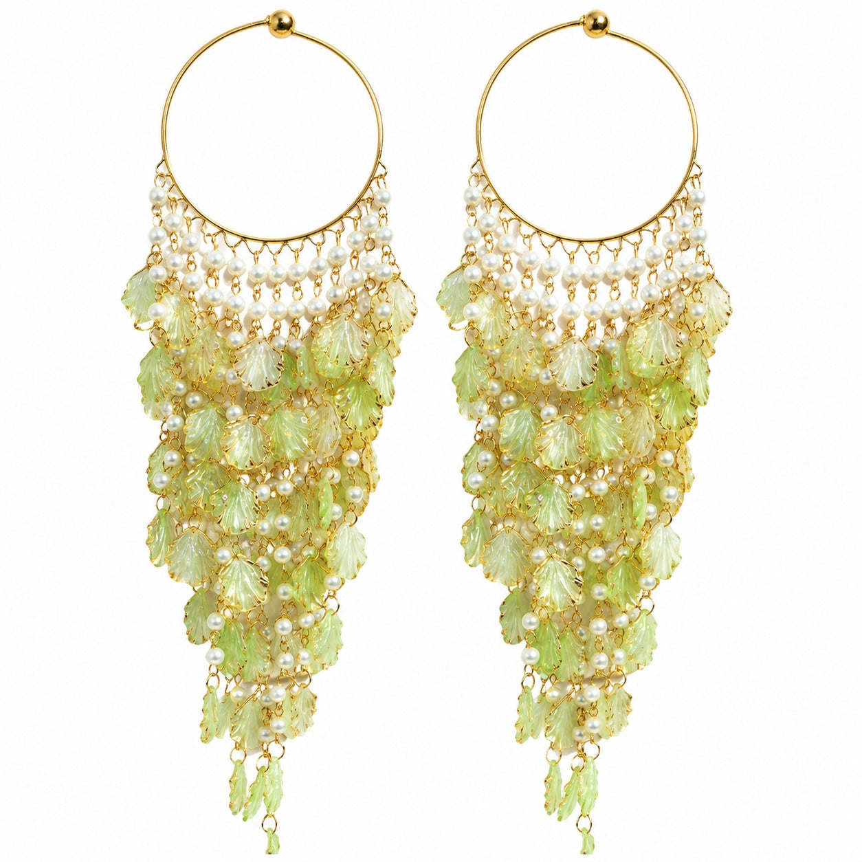 Green Floral Pearl Kaleere, Gold Plated, Traditional Bridal Hanging Latkan, for Mehndi, Haldi and Wedding