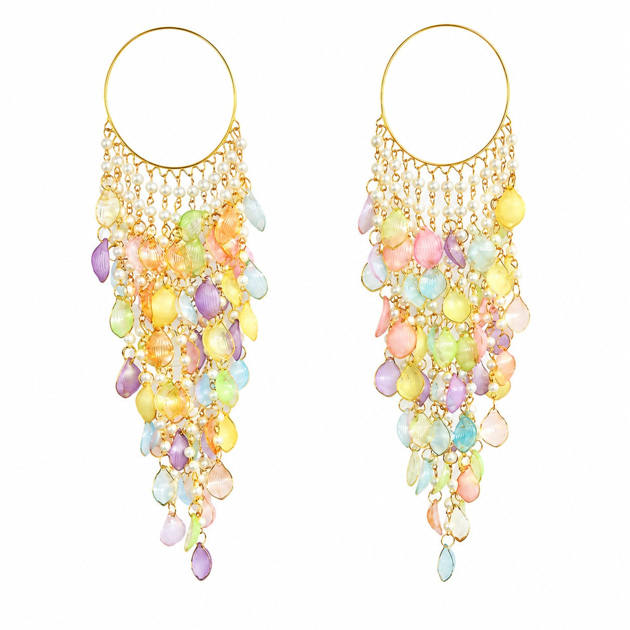 Multicolour Floral Pearl Kaleere, Gold Plated, Traditional Bridal Hand Kaleera Jewellery, Hanging Latkan for Mehndi, Haldi & Wedding