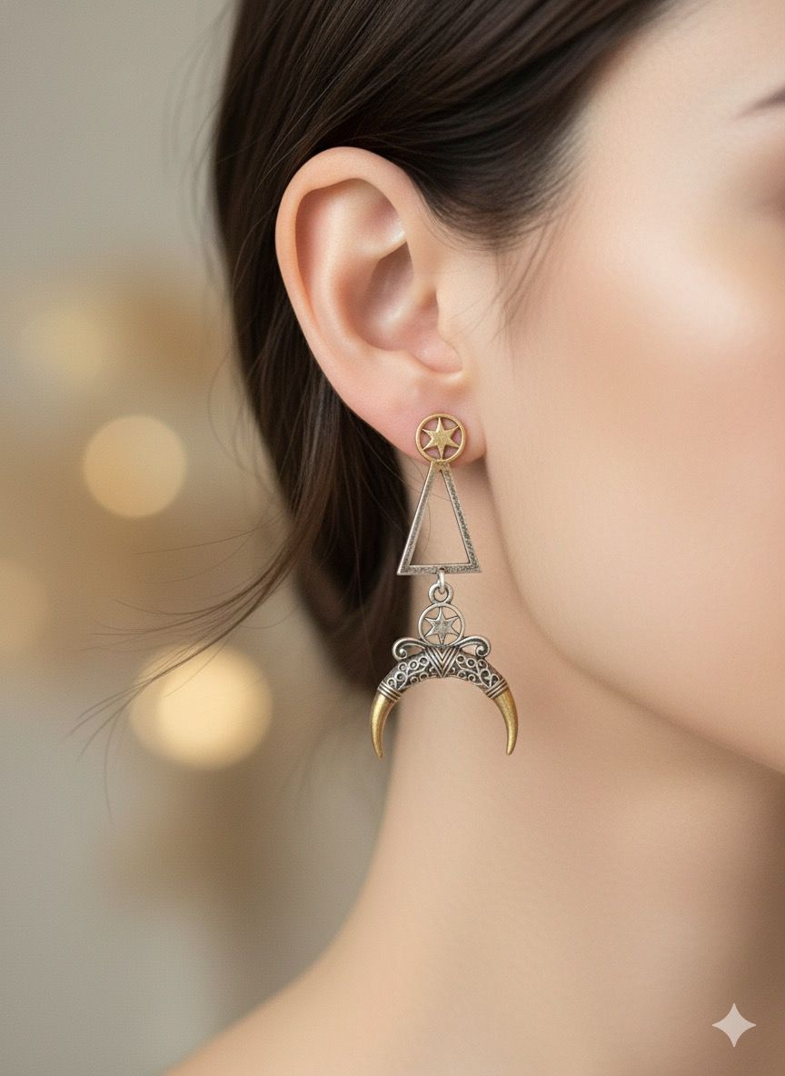 Half Moon Dangler Earrings | Bohemian Gothic Celestial Jewelry